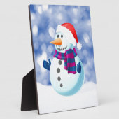 Sneeuwman Winter Vrolijke Kerstsneeuw Fotoplaat (Zijkant)