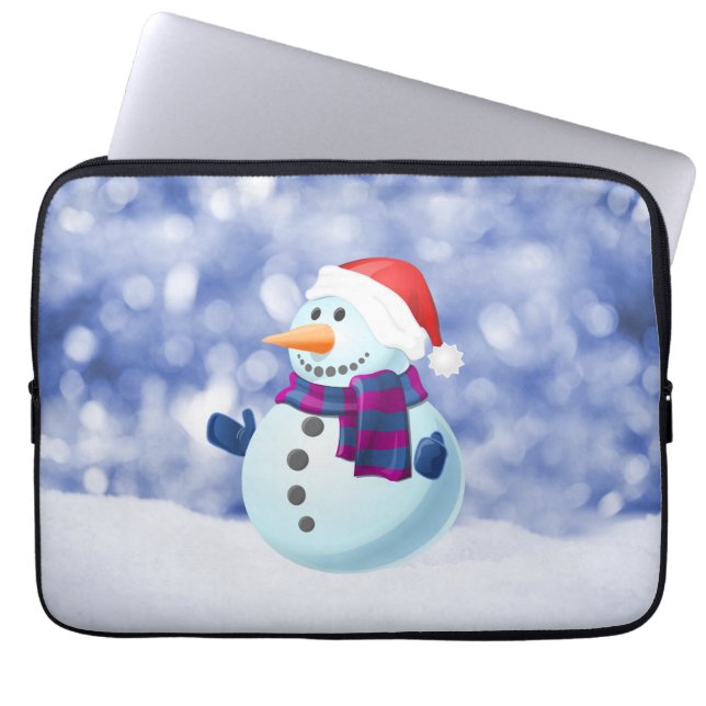Sneeuwman Winter Vrolijke Kerstsneeuw Laptop Sleeve (Voorkant)