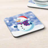 Sneeuwman Winter Vrolijke Kerstsneeuw Onderzetter (Linkerzijde)