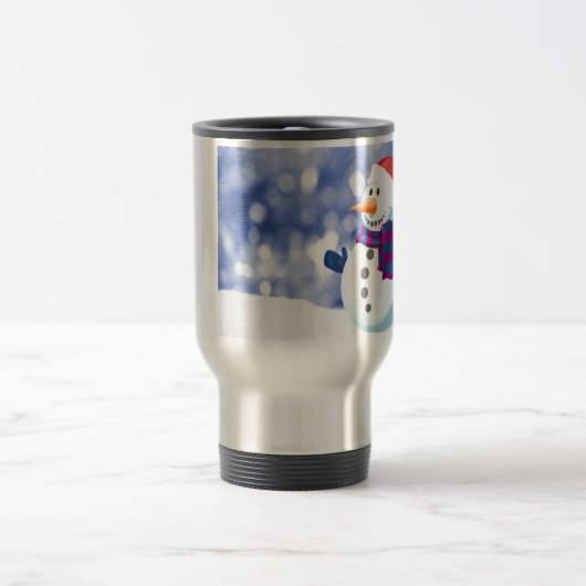 Sneeuwman Winter Vrolijke Kerstsneeuw Reisbeker (Center)