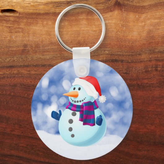 Sneeuwman Winter Vrolijke Kerstsneeuw Sleutelhanger (Voorkant)