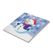 Sneeuwman Winter Vrolijke Kerstsneeuw Tegeltje (Zijkant)