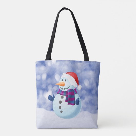 Sneeuwman Winter Vrolijke Kerstsneeuw Tote Bag (Achterkant)