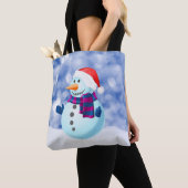 Sneeuwman Winter Vrolijke Kerstsneeuw Tote Bag (Dichtbij)