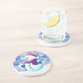 Sneeuwman Winter Vrolijke Kerstsneeuw Zandsteen Onderzetter (Zijkant)