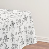 Sneeuwman Winter White Xmas Retro  feestelijk Tafelkleed (Voorbeeld)