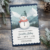 Sneeuwman Winter Wonderland Blauwe Verjaardag Kaart