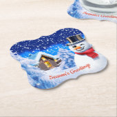 Sneeuwman winter wonderland Kerstmis Kartonnen Onderzetters (Gekanteld)