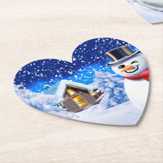 Sneeuwman winter wonderland Kerstmis Kartonnen Onderzetters (Gekanteld)