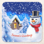 Sneeuwman winter wonderland Kerstmis Kartonnen Onderzetters<br><div class="desc">Snowman winter wonderland Kerst Custom Christmas onderzetter sneeuwpop. Temidden van sprankelende sterren en vallende sneeuw helpt deze knipogende sneeuwpop magie en warmte toe te voegen aan een gezellige kerstavond. Bekijk de andere cadeaus en items met dit afbeelding.</div>