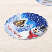 Sneeuwman winter wonderland Kerstmis Kartonnen Onderzetters (Gekanteld)