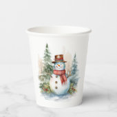 Sneeuwman Winterbos Papieren Bekers (Achterkant)