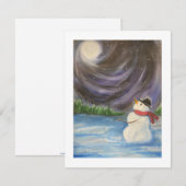 Sneeuwman winterscène Flat Note Kaart Notitiekaartje (Voorkant / Achterkant)