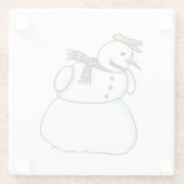 Sneeuwman wit onderzetter glazen onderzetter (Achterkant)