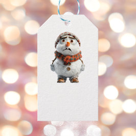 Sneeuwman Witte Gift Labels Cadeaulabel