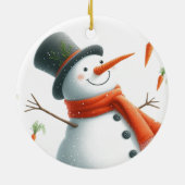 Sneeuwman wortel vulde het leven keramisch ornament (Achterkant)