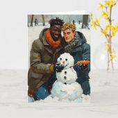 Sneeuwman Wortel Winter Knuffel Kaart (Gele Bloem)