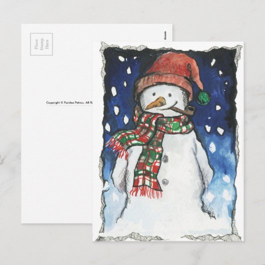 Sneeuwman - Xmas Briefkaart (Voorkant / Achterkant)