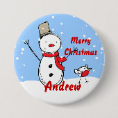Sneeuwman xmas partij naam Button badges (Voorkant)