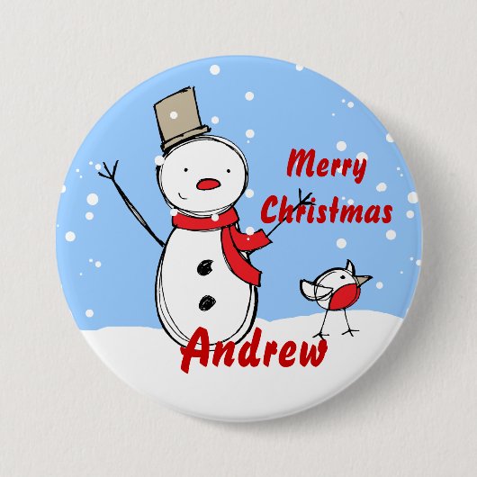 Sneeuwman xmas partij naam Button badges (Voorkant)