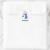 Sneeuwman zeeppomp ronde sticker (Tas)