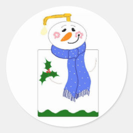 Sneeuwman zeeppomp ronde sticker