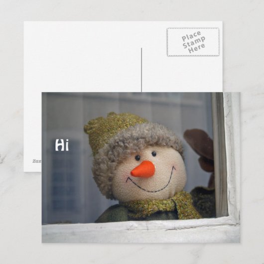 sneeuwman zegt " hi " briefkaart (Voorkant / Achterkant)