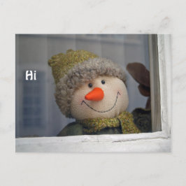 sneeuwman zegt " hi " briefkaart