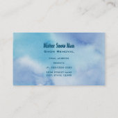 Sneeuwman zwaait en glimlacht in koude wintersneeu visitekaartje (Achterkant)