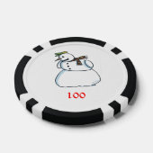 Sneeuwman zwart 100 gestreepte pokerchip (Enkel)