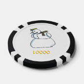 Sneeuwman zwart goud 10000 gestreepte pokerchip (Enkel)