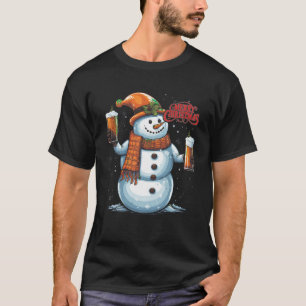 Sneeuwmanbier Drink Funny Merry Christmas Santa T-shirt