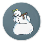Sneeuwmanblauwe keramische knop (Voorkant)