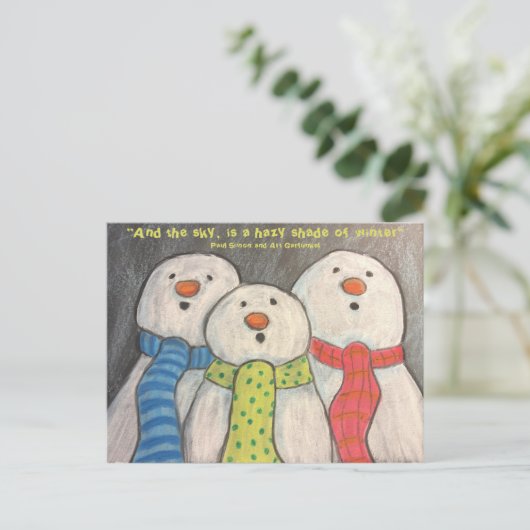 Sneeuwmannen Ansichtkaart blanco achterzijde Briefkaart (Staand voorkant)