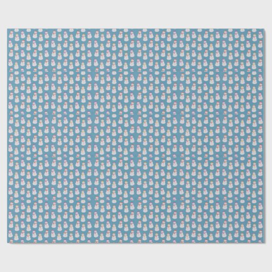 Sneeuwmannen blauw cadeaupapier (Vlak)