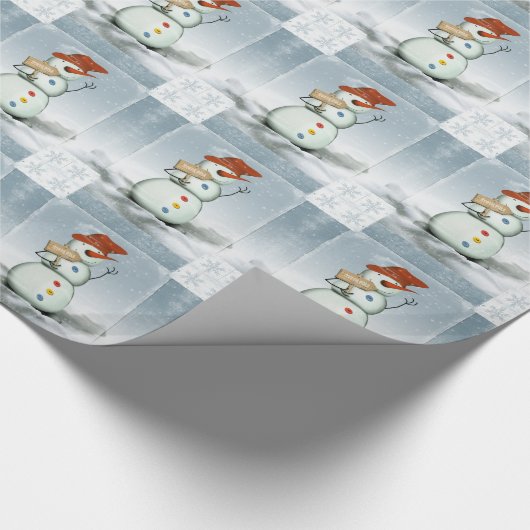 Sneeuwmannen Cadeaupapier (Hoek)