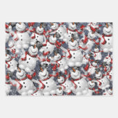 Sneeuwmannen dansen witte kerst inpakpapier vel (Voorkant 3)