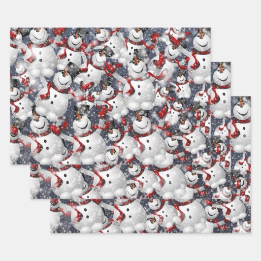 Sneeuwmannen dansen witte kerst inpakpapier vel (Set)