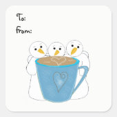 Sneeuwmannen delen een drank vierkante sticker (Voorkant)