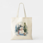 Sneeuwmannen dennenhout Winter Kerstmis Tote Bag (Achterkant)