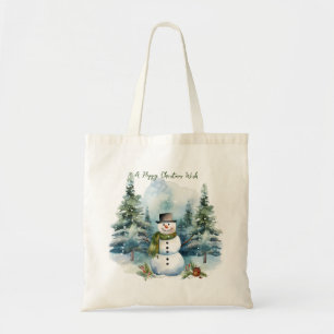 Sneeuwmannen dennenhout Winter Kerstmis Tote Bag