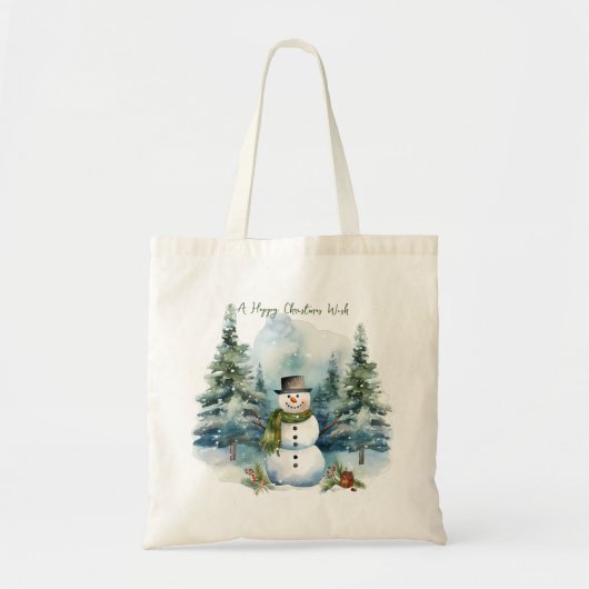 Sneeuwmannen dennenhout Winter Kerstmis Tote Bag (Voorkant)