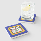 Sneeuwmannen die Kerstliederen zingen Stenen Onderzetter (Zijkant)