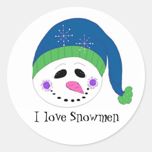 Sneeuwmannen die lachen ronde sticker (Voorkant)