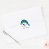 Sneeuwmannen die lachen ronde sticker (Envelop)