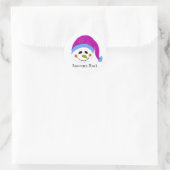 Sneeuwmannen die lachen ronde sticker (Tas)