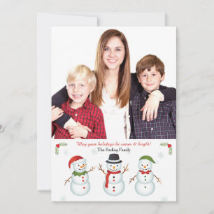 Sneeuwmannen Drie Vakantie Fotokaart Feestdagenkaart