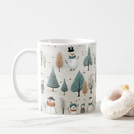 Sneeuwmannen en bomen koffiemok