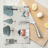 Sneeuwmannen en bomen theedoek (Quarter Fold)