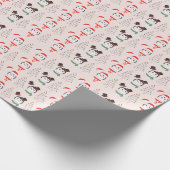 Sneeuwmannen en dennenbomen Crème Bomen Kerstmis Cadeaupapier (Hoek)